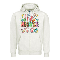Oatmeal Heather easter nurse bunny Zipper Hoodie - Artiststas