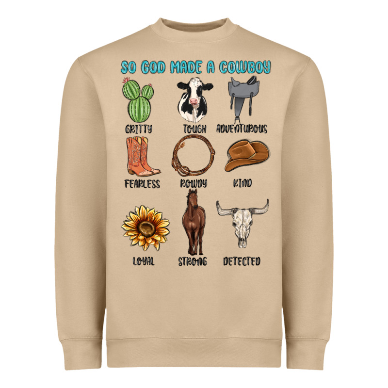 So God Made A Cowboy Heavyweight Sweatshirt by MaliasSmallBusiness | Teevron