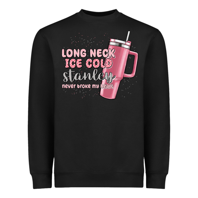 Long Neck Ice Cold Stanley Never Broke My Heart Heavyweight Sweatshirt by MaliasSmallBusiness | Teevron