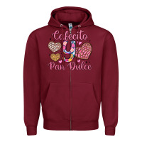 Burgundy cafecito y pan dulce Zipper Hoodie - Artiststas