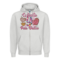 Dove Grey cafecito y pan dulce Zipper Hoodie - Artiststas