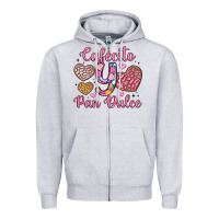 Heather Grey cafecito y pan dulce Zipper Hoodie - Artiststas