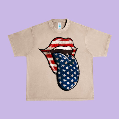 America 4th Of July Tongue Urban Heavy Tee Designed By Jasminsmagicworld