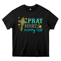 Black pray more worry less Heavy Core Tee - HRA Design Shop