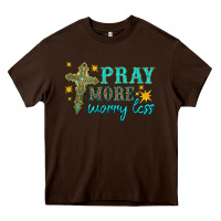 Chocolate Brown pray more worry less Heavy Core Tee - HRA Design Shop