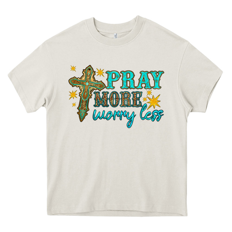 Pray More Worry Less Heavy Core Tee by HRA Design Shop | Teevron