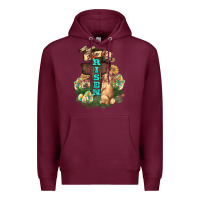 Burgundy He is risen Bunny Cross Easter Day Premium Hoodie - HowdyJamesFarm