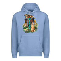 Colony Blue He is risen Bunny Cross Easter Day Premium Hoodie - HowdyJamesFarm