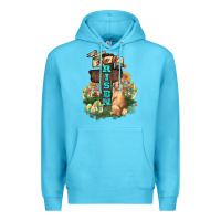 Ocean Blue He is risen Bunny Cross Easter Day Premium Hoodie - HowdyJamesFarm