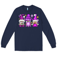 Navy purple winter gnomies Long Sleeve Tee - NancyCooperArtShop