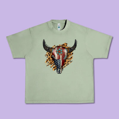 American Bull Skull Urban Heavy Tee Designed By Jasminsmagicworld