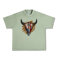 Oil Green American Bull Skull Urban Heavy Tee - Jasminsmagicworld
