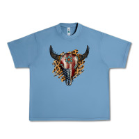 Pebble Blue American Bull Skull Urban Heavy Tee - Jasminsmagicworld
