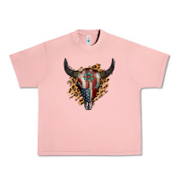 Salmon American Bull Skull Urban Heavy Tee - Jasminsmagicworld
