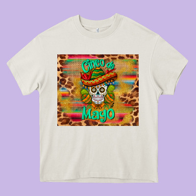 Cinco De Mayo Sombrero Skull Heavy Core Tee Designed By Barkaloodesign