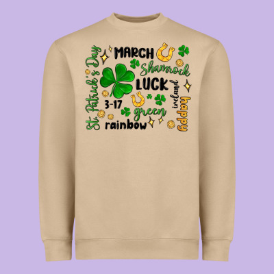 St. Patricks Day Doodle Heavyweight Sweatshirt Designed By Maliassmallbusiness
