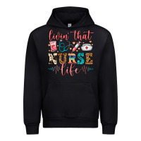 Black Livin' That Nurse Life Urban Hoodie - FaDigitalArtStudio