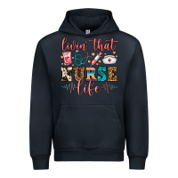 Navy Livin' That Nurse Life Urban Hoodie - FaDigitalArtStudio