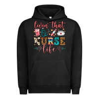 Pigment Black Livin' That Nurse Life Urban Hoodie - FaDigitalArtStudio