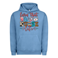 Pigment Pebble Blue Livin' That Nurse Life Urban Hoodie - FaDigitalArtStudio