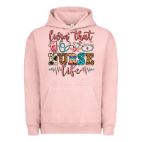Pigment Salmon Livin' That Nurse Life Urban Hoodie - FaDigitalArtStudio
