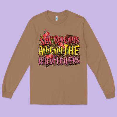 She Belongs Among The Wildflowers Long Sleeve Tee Designed By Nancycooperartshop