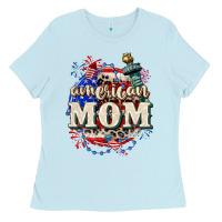 Baby Blue American Mom 4th of July Ladies Tee - CowGirlArtShop