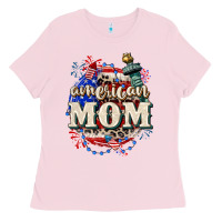 Bubblegum Pink American Mom 4th of July Ladies Tee - CowGirlArtShop