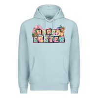 Blue Mist Happy Easter plate letters Easter Day Premium Hoodie - HowdyJamesFarm