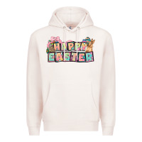 Pale Pink Happy Easter plate letters Easter Day Premium Hoodie - HowdyJamesFarm