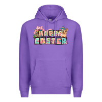 Purple Happy Easter plate letters Easter Day Premium Hoodie - HowdyJamesFarm