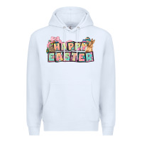 White Happy Easter plate letters Easter Day Premium Hoodie - HowdyJamesFarm