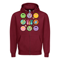 Burgundy easter day smiley faces Zipper Hoodie - Artiststas