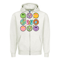 Oatmeal Heather easter day smiley faces Zipper Hoodie - Artiststas