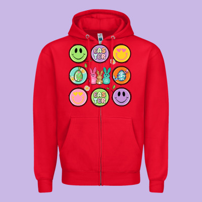 Easter Day Smiley Faces Zipper Hoodie Designed By Artiststas