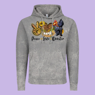 Peace Love Rooster Vintage Hoodie Designed By Lillyallendesigns