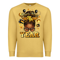 Antique Gold happy new year afro messy bun Premium Sweatshirt - texasbilliewilder
