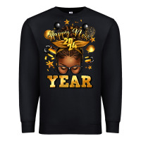 Black happy new year afro messy bun Premium Sweatshirt - texasbilliewilder