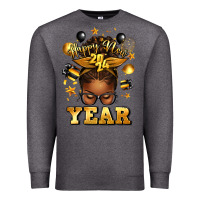 Charcoal Heather happy new year afro messy bun Premium Sweatshirt - texasbilliewilder