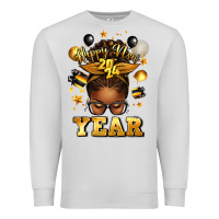 Dove Grey happy new year afro messy bun Premium Sweatshirt - texasbilliewilder