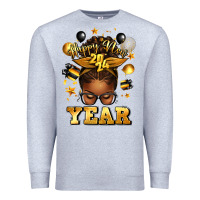 Heather Grey happy new year afro messy bun Premium Sweatshirt - texasbilliewilder