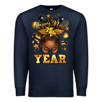 Navy happy new year afro messy bun Premium Sweatshirt - texasbilliewilder