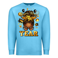 Ocean Blue happy new year afro messy bun Premium Sweatshirt - texasbilliewilder