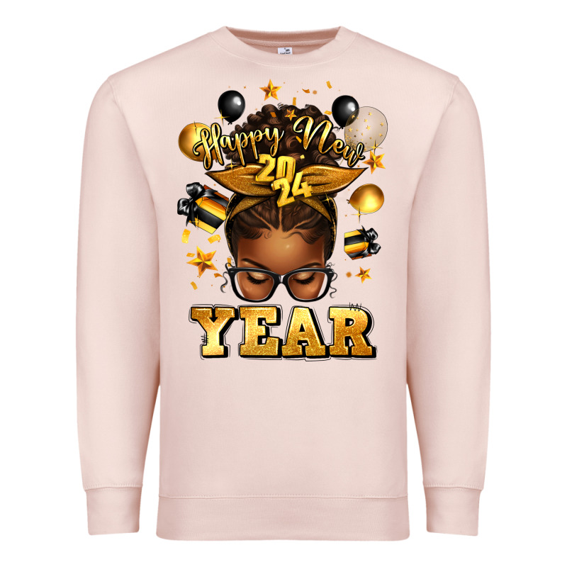 Happy New Year Afro Messy Bun Premium Sweatshirt by texasbilliewilder | Teevron