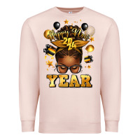Pale Pink happy new year afro messy bun Premium Sweatshirt - texasbilliewilder