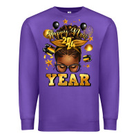 Purple happy new year afro messy bun Premium Sweatshirt - texasbilliewilder