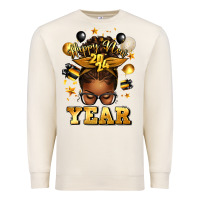 Sandshell happy new year afro messy bun Premium Sweatshirt - texasbilliewilder