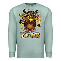 Seafoam happy new year afro messy bun Premium Sweatshirt - texasbilliewilder