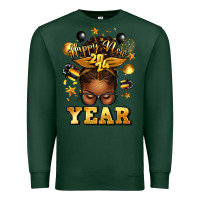 Sports Green happy new year afro messy bun Premium Sweatshirt - texasbilliewilder