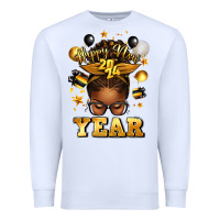 White happy new year afro messy bun Premium Sweatshirt - texasbilliewilder